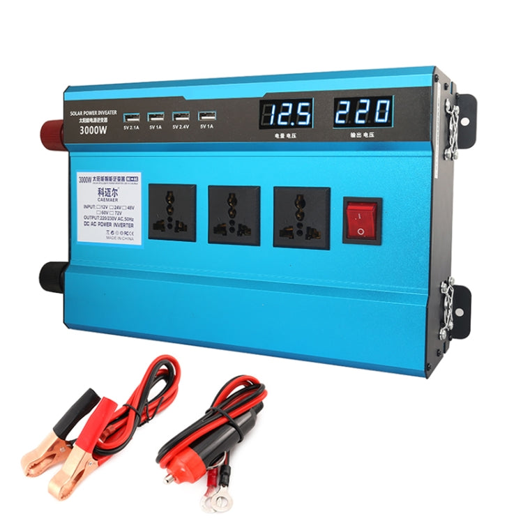 Carmaer 12V to 220V 3000W Intelligent Fan Car Double Digital Display Inverter Household Power Converter, 12V to 220V 3000W Carmaer 12V to 220V 3000W Intelligent Fan Car Double Digital Display Inverter Household Power Converter, 12V to 220V 3000W